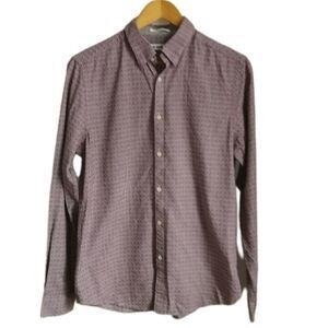 MEN BEN SHERMAN the House Jacquard Red Cotton Button Front Shirt Size Large